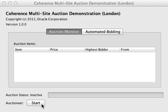 Starting the Auction in Site 1